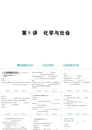 （重庆专版）中考化学总复习 第一篇 教材知识梳理 模块一 常见的物质 第8讲 化学与社会课件-人教版初中九年级全册化学课件