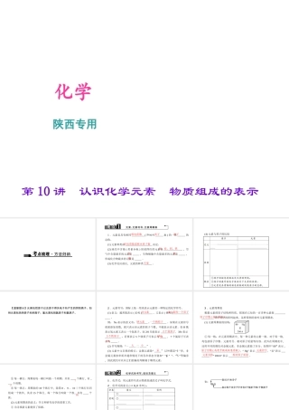 （陕西专版）中考化学总复习 第1篇 考点聚焦 模块二 物质构成的奥秘 第10讲 认识化学元素 物质组成的表示课件-人教版初中九年级全册化学课件