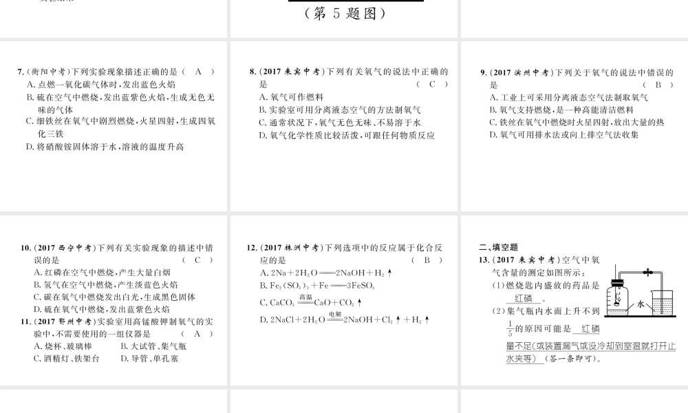 （青海专版）中考化学复习 第1编 教材知识梳理篇 第2单元 我们周围的空气（精练）课件-人教版初中九年级全册化学课件