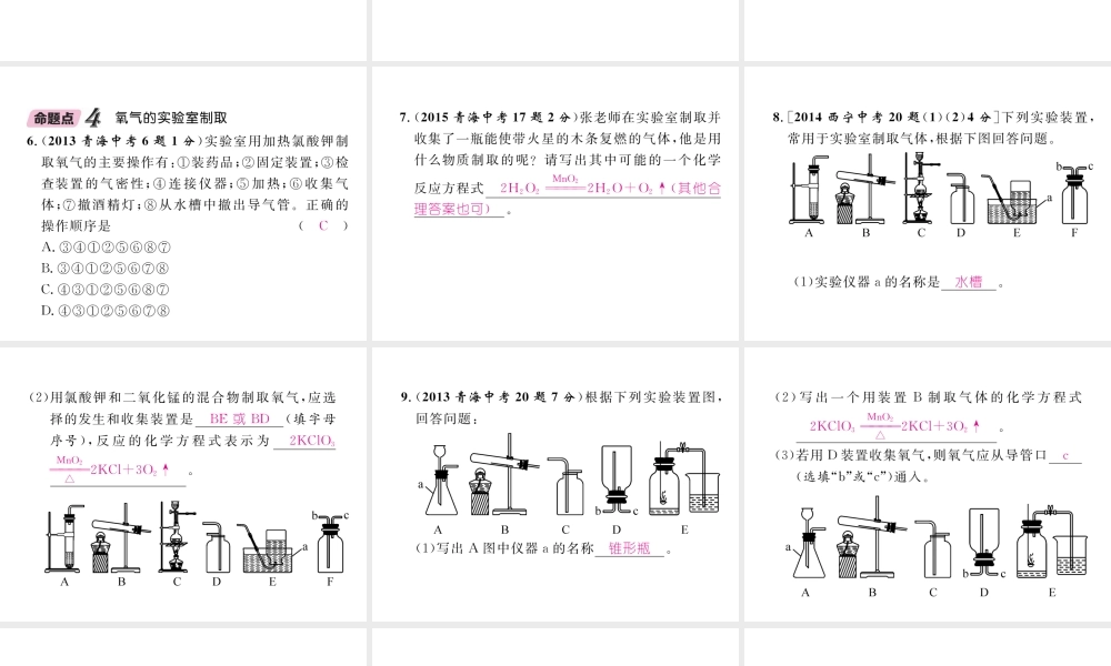 （青海专版）中考化学复习 第1编 教材知识梳理篇 第2单元 我们周围的空气五年中考真题演练（精讲）课件-人教版初中九年级全册化学课件