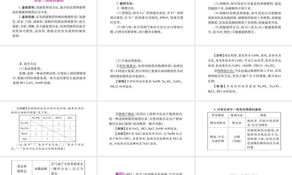 （重庆专版）中考化学总复习 题型专题突破 专题2 物质的鉴别共存除杂课件-人教版初中九年级全册化学课件