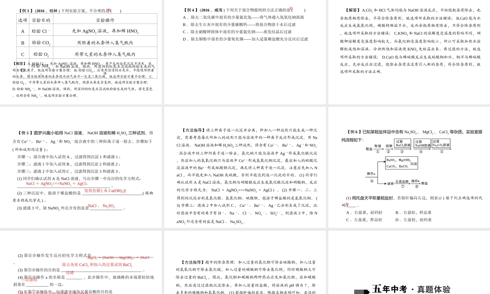 （陕西专版）中考化学总复习 第1篇 考点聚焦 模块五 科学探究 第18讲 物质的分离、提纯与转换课件-人教版初中九年级全册化学课件