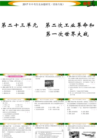 （青海专版）中考历史总复习 教材知识梳理篇 第二十三单元 第二次工业革命和第一次世界大战课件-人教版初中九年级全册历史课件