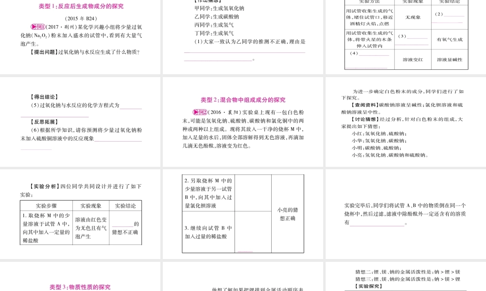 （重庆专版）中考化学总复习 题型专题突破 专题5 实验探究题课件-人教版初中九年级全册化学课件
