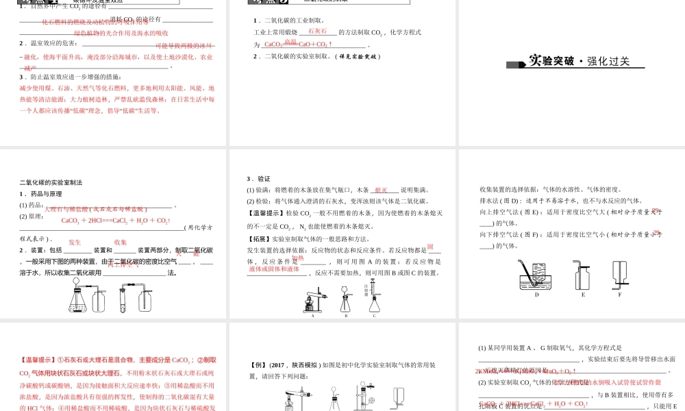 （陕西专版）中考化学总复习 第1篇 考点聚焦 模块一 身边的化学物质 第2讲 碳和碳的氧化物课件-人教版初中九年级全册化学课件