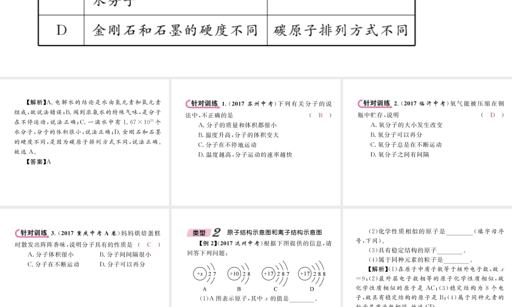 （青海专版）中考化学复习 第1编 教材知识梳理篇 第3单元 物质构成的奥秘中考重难点突破（精讲）课件-人教版初中九年级全册化学课件