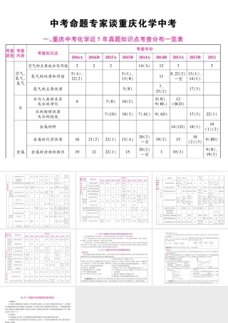 （重庆专版）中考化学总复习 专家谈重庆化学中考课件-人教版初中九年级全册化学课件