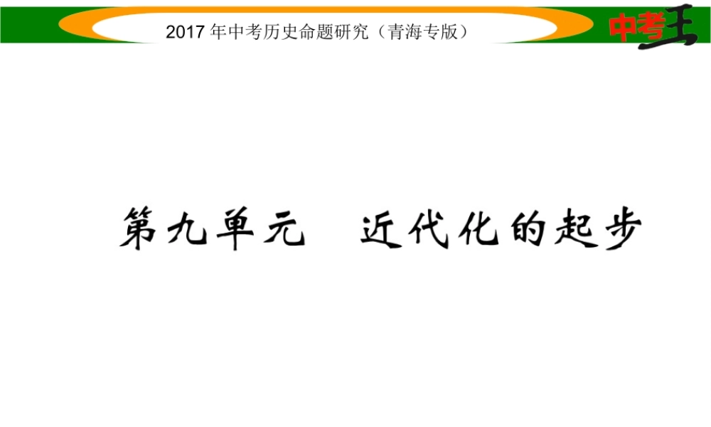 （青海专版）中考历史总复习 教材知识梳理篇 第九单元 近代化的起步课件-人教版初中九年级全册历史课件