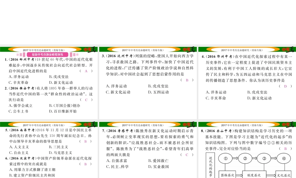 （青海专版）中考历史总复习 教材知识梳理篇 第九单元 近代化的起步课件-人教版初中九年级全册历史课件