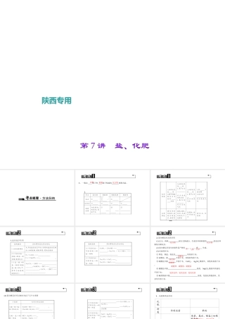 （陕西专版）中考化学总复习 第1篇 考点聚焦 模块一 身边的化学物质 第7讲 盐、化肥课件-人教版初中九年级全册化学课件
