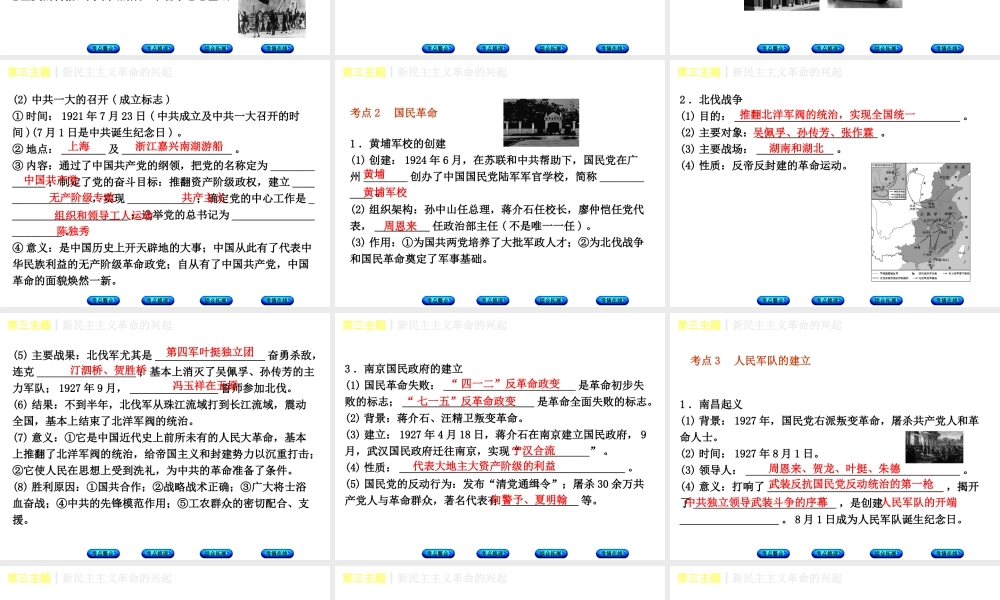 （重庆专版）中考历史复习 教材梳理 第二部分 中国近代史 第三主题 新民主主义革命的兴起课件-人教版初中九年级全册历史课件