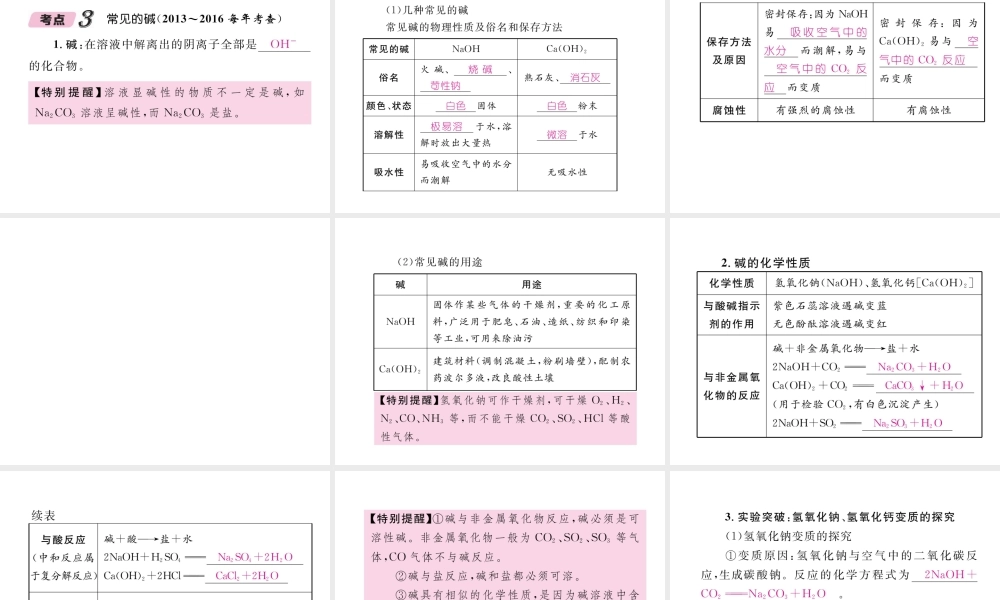 （青海专版）中考化学复习 第1编 教材知识梳理篇 第10单元 酸和碱中考考点清单（精讲）课件-人教版初中九年级全册化学课件