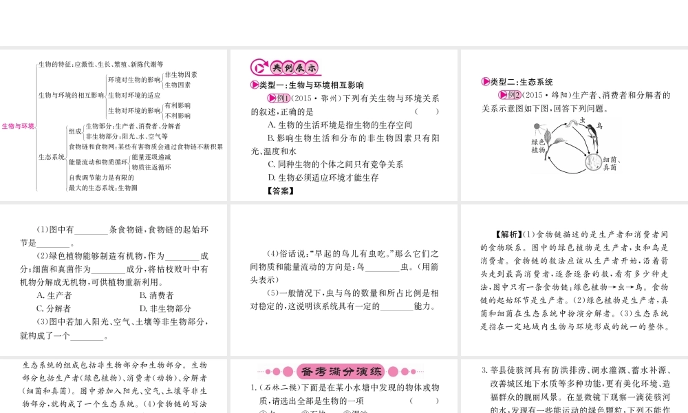 （重庆专版）中考生物 第二部分 知识综合突破 专题二 生物与环境复习配套课件-人教级全册生物课件