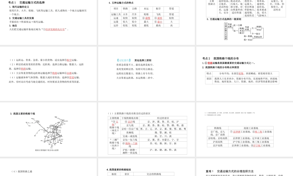 （陕西专用）中考地理一练通 第一部分 教材知识冲关 八上 第四章 中国的经济发展 课时一 交通运输教学课件-人教版初中九年级全册地理课件