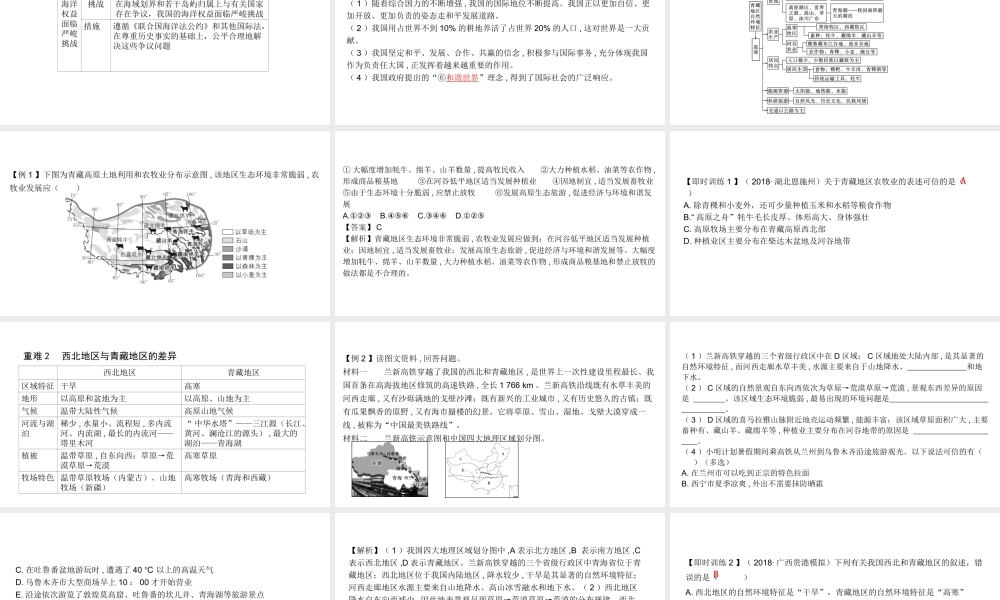 （陕西专用）中考地理一练通 第一部分 教材知识冲关 八下 第九、十章 青藏地区、中国在世界中教学课件-人教版初中九年级全册地理课件