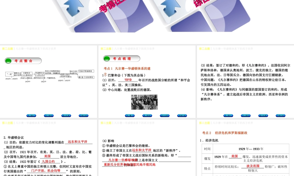 （重庆专版）中考历史复习 教材梳理 第六部分 世界现代史 第二主题 凡尔赛—华盛顿体系下的西方世界课件-人教版初中九年级全册历史课件