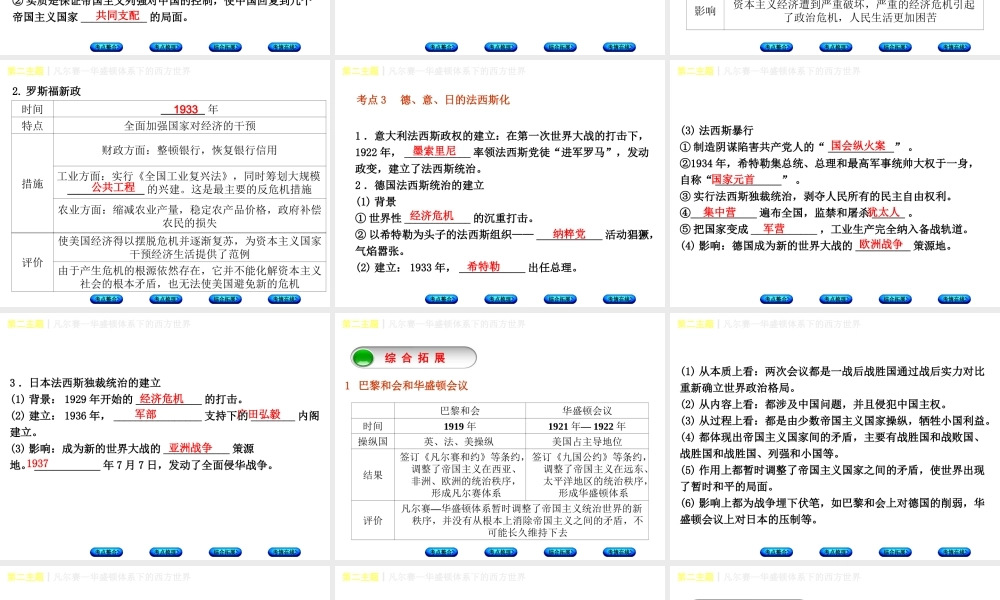 （重庆专版）中考历史复习 教材梳理 第六部分 世界现代史 第二主题 凡尔赛—华盛顿体系下的西方世界课件-人教版初中九年级全册历史课件