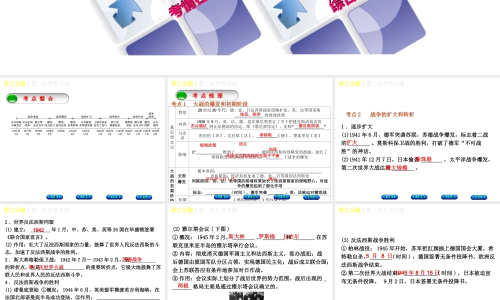 （重庆专版）中考历史复习 教材梳理 第六部分 世界现代史 第三主题 第二次世界大战课件-人教版初中九年级全册历史课件