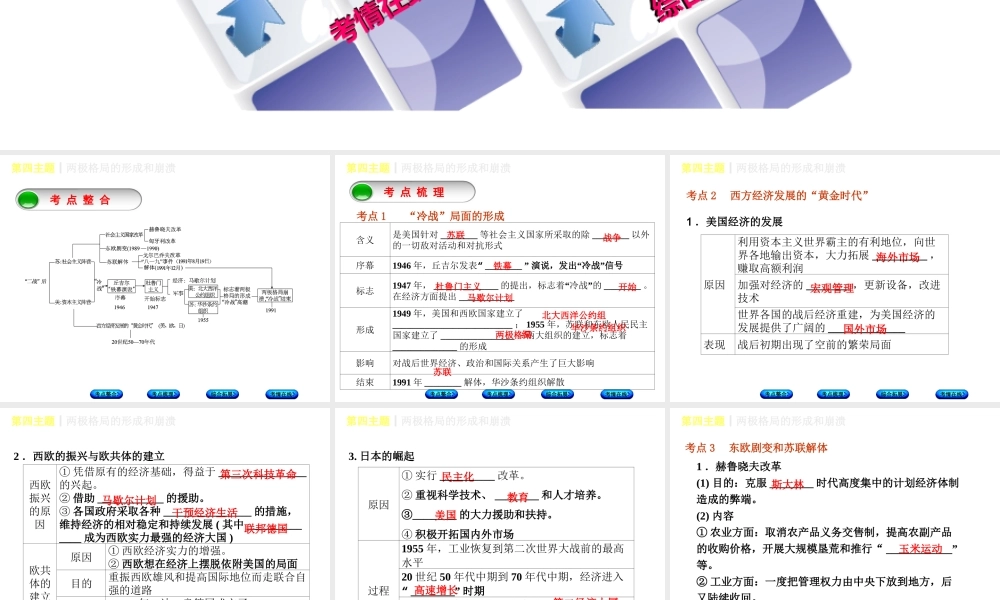 （重庆专版）中考历史复习 教材梳理 第六部分 世界现代史 第四主题 两极格局的形成和崩溃课件-人教版初中九年级全册历史课件