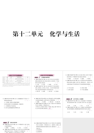 （青海专版）中考化学复习 第1编 教材知识梳理篇 第12单元 化学与生活五年中考真题演练（精讲）课件-人教版初中九年级全册化学课件