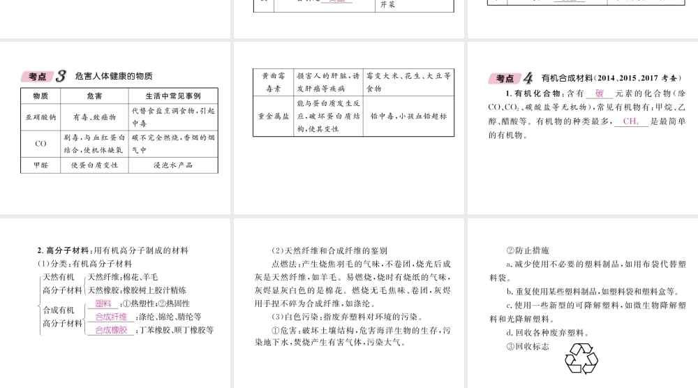 （青海专版）中考化学复习 第1编 教材知识梳理篇 第12单元 化学与生活中考考点清单（精讲）课件-人教版初中九年级全册化学课件