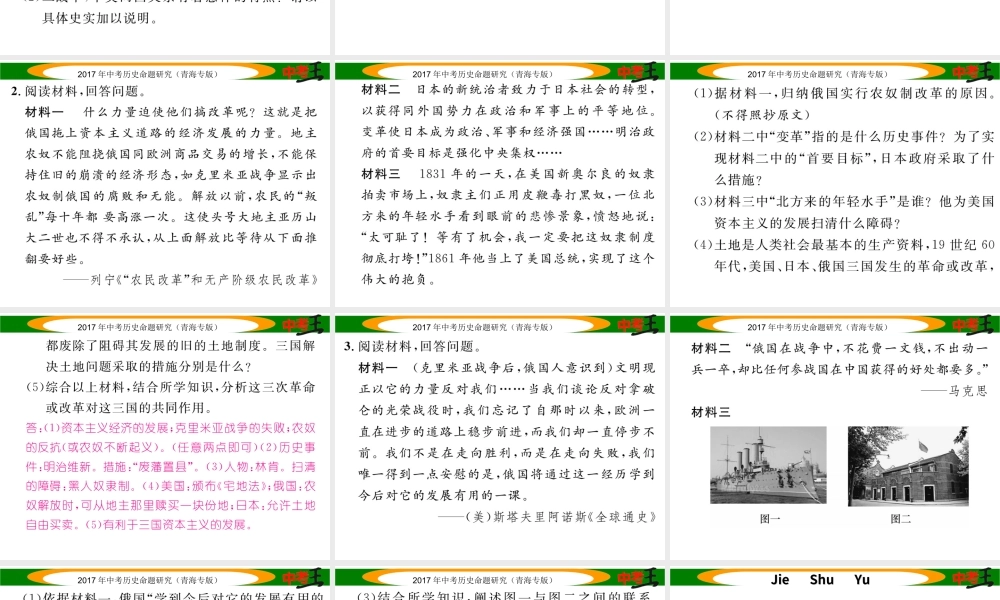 （青海专版）中考历史总复习 热点专题突破篇 专题八 大国史和大国关系（三年4次）课件-人教版初中九年级全册历史课件