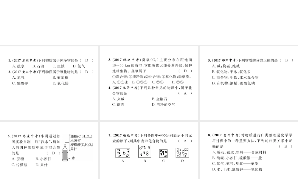 （青海专版）中考化学复习 第1编 教材知识梳理篇 物质的分类专项训练课件-人教版初中九年级全册化学课件