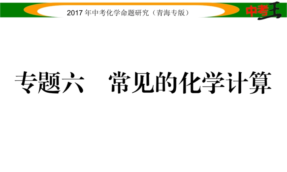 （青海专版）中考化学命题研究 第二编 重点题型突破篇 专题六 常见的化学计算（精练）课件-人教版初中九年级全册化学课件