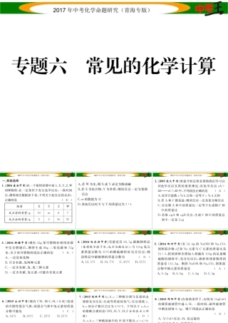 （青海专版）中考化学命题研究 第二编 重点题型突破篇 专题六 常见的化学计算（精练）课件-人教版初中九年级全册化学课件