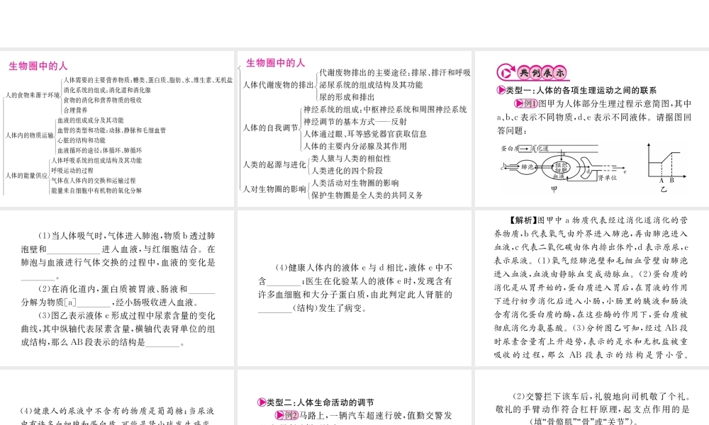 （重庆专版）中考生物 第二部分 知识综合突破 专题四 生物圈中的人复习配套课件-人教级全册生物课件
