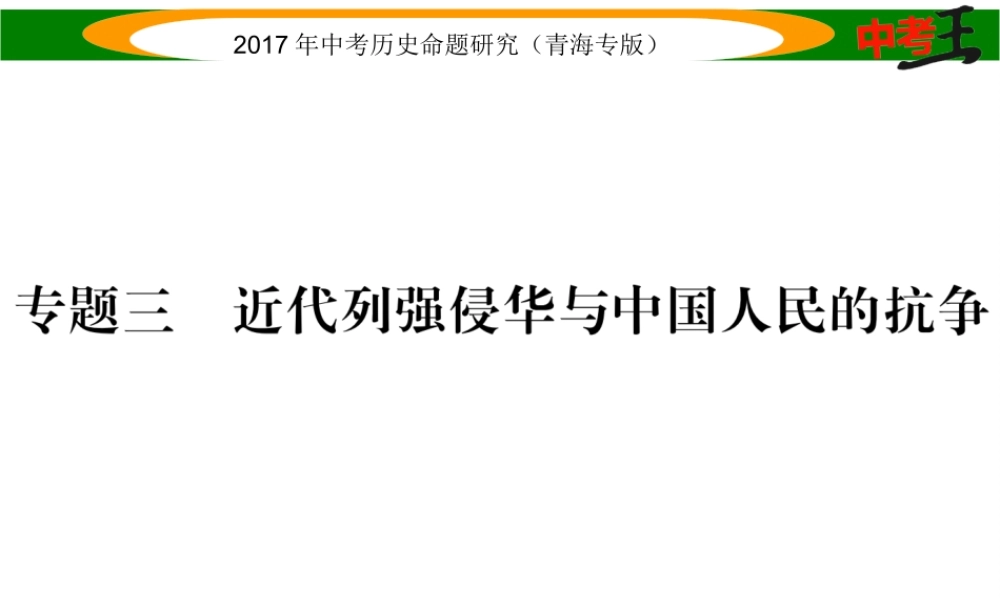 （青海专版）中考历史总复习 热点专题突破篇 专题三 近代列强侵华与中国人民的抗争课件-人教版初中九年级全册历史课件