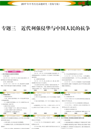 （青海专版）中考历史总复习 热点专题突破篇 专题三 近代列强侵华与中国人民的抗争课件-人教版初中九年级全册历史课件