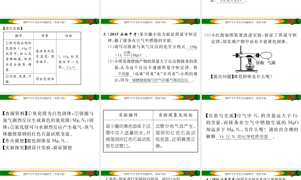 （青海专版）中考化学命题研究 第二编 重点题型突破篇 专题四 实验探究题（精练）课件-人教版初中九年级全册化学课件