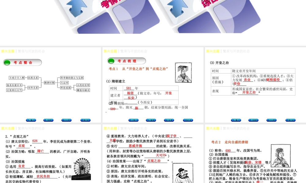 （重庆专版）中考历史复习 教材梳理 第一部分 中国古代史 第六主题 繁荣与开放的社会课件-人教版初中九年级全册历史课件