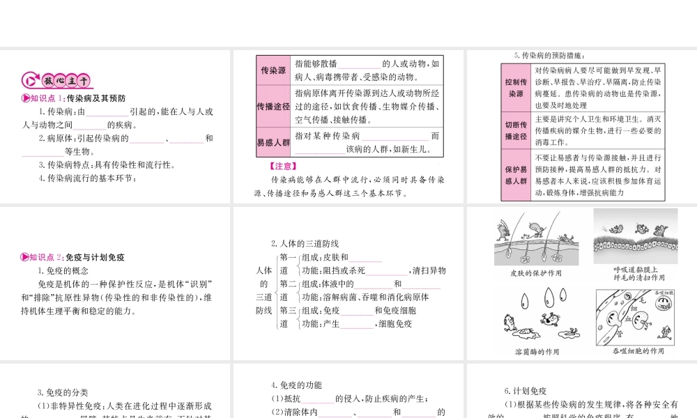 （重庆专版）中考生物 第一部分 知识系统复习 第八单元 第一章 传染病和免疫配套课件-人教级全册生物课件