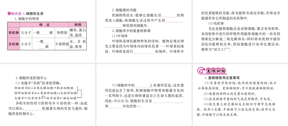（重庆专版）中考生物 第一部分 知识系统复习 第二单元 生物体的结构层次配套课件-人教版初中九年级全册生物课件