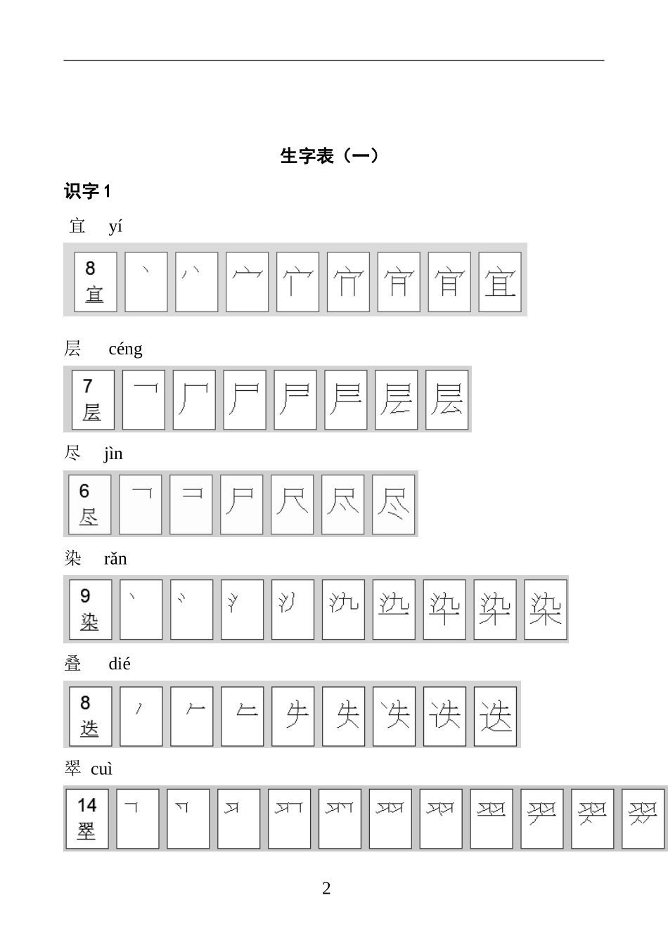 二年级语文上册字笔划本_第2页