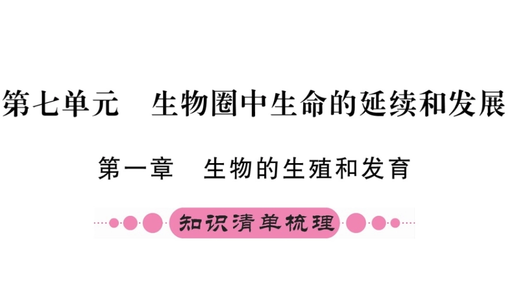 （重庆专版）中考生物 第一部分 知识系统复习 第七单元 第一章 生物的生殖和发育配套课件-人教版初中九年级全册生物课件