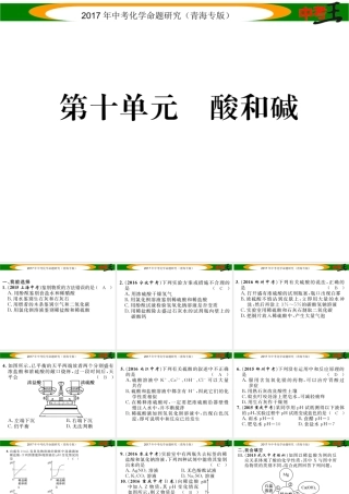 （青海专版）中考化学命题研究 第一编 教材知识梳理篇 第十单元 酸和碱（精练）课件-人教版初中九年级全册化学课件