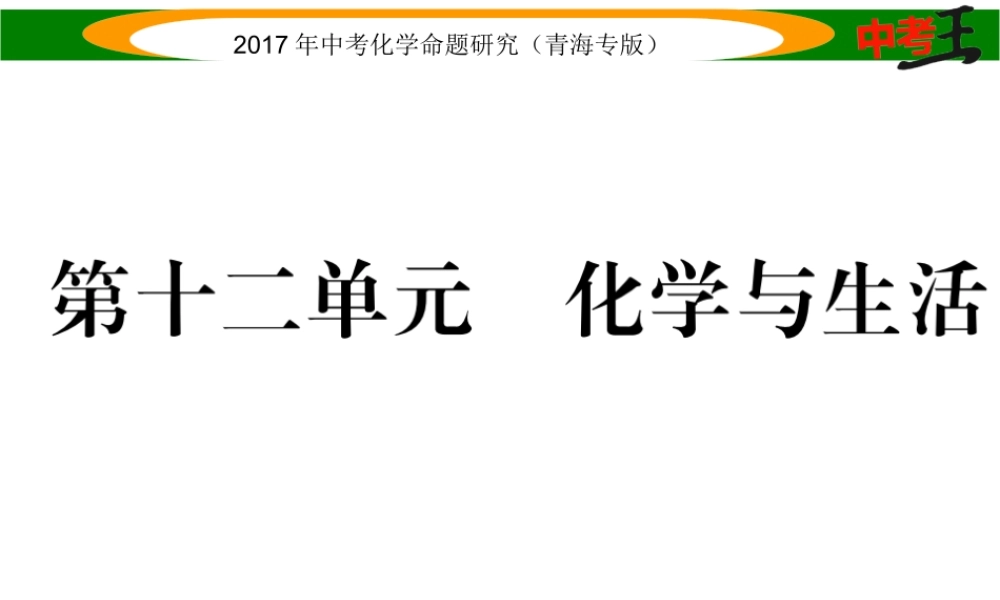 （青海专版）中考化学命题研究 第一编 教材知识梳理篇 第十二单元 化学与生活（精讲）课件-人教版初中九年级全册化学课件