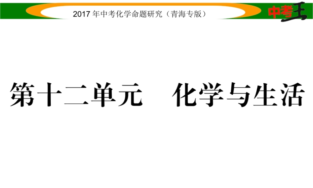 （青海专版）中考化学命题研究 第一编 教材知识梳理篇 第十二单元 化学与生活（精练）课件-人教版初中九年级全册化学课件