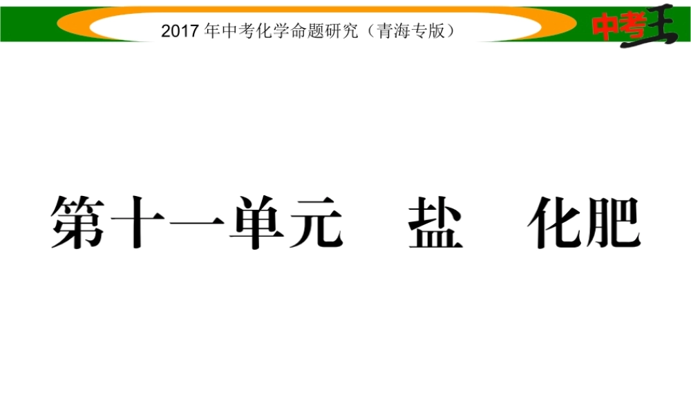 （青海专版）中考化学命题研究 第一编 教材知识梳理篇 第十一单元 盐 化肥（精练）课件-人教版初中九年级全册化学课件
