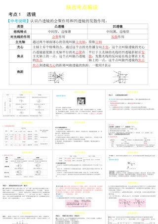 （陕西专用）中考物理一练通 第一部分 中考考点透析 第四章 透镜及其应用教学课件-人教版初中九年级全册物理课件