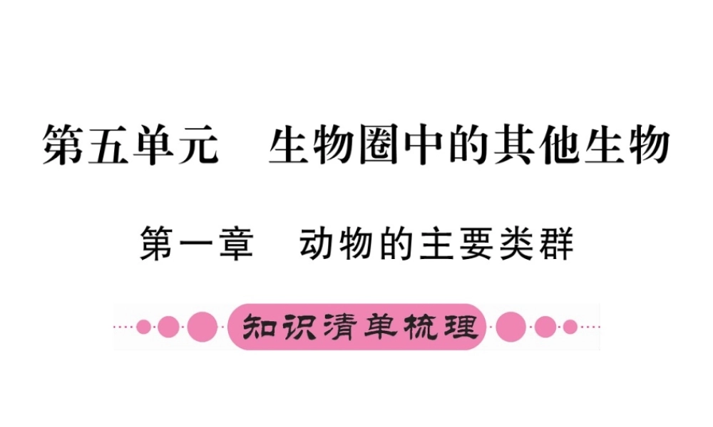 （重庆专版）中考生物 第一部分 知识系统复习 第五单元 第一章 动物的主要类群配套课件-人教版初中九年级全册生物课件