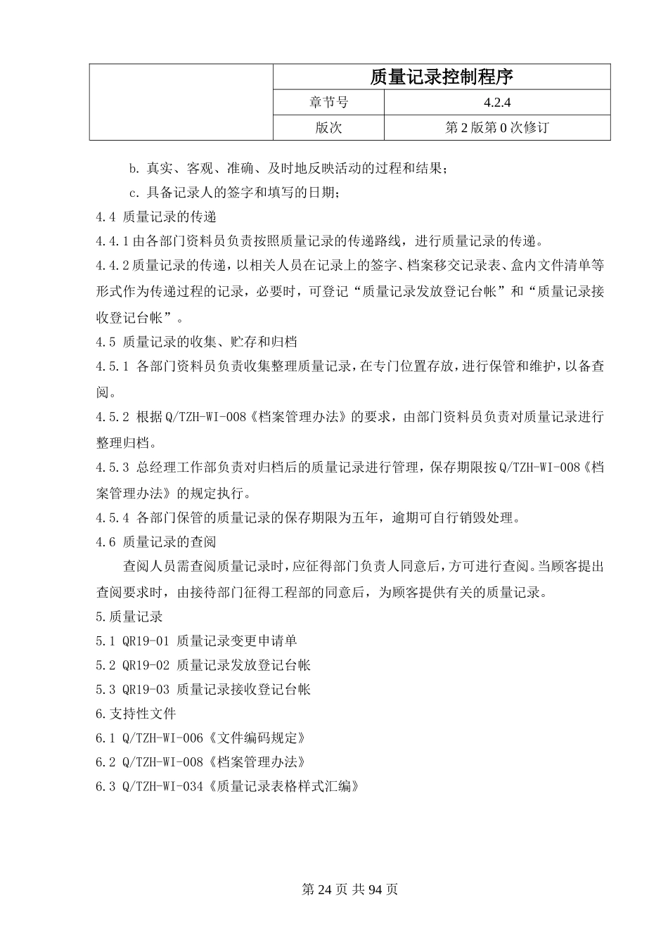 工程部质量记录控制程序_第2页