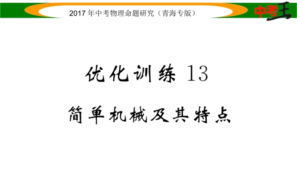 （青海专版）中考物理命题研究 第一编 教材知识梳理篇 第13讲 简单机械及其特点 优化训练13 简单机械及其特点课件-人教版初中九年级全册物理课件