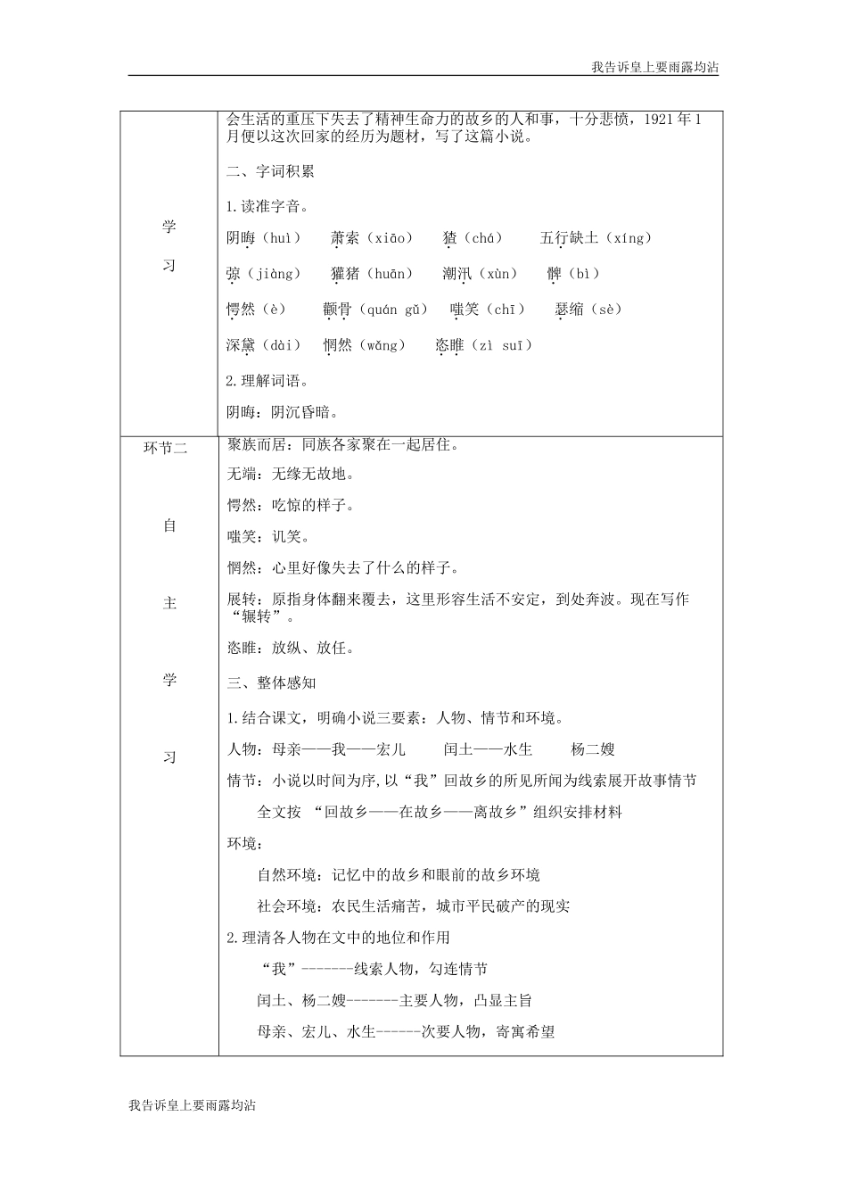 故乡测试题知识点梳理汇总_第2页