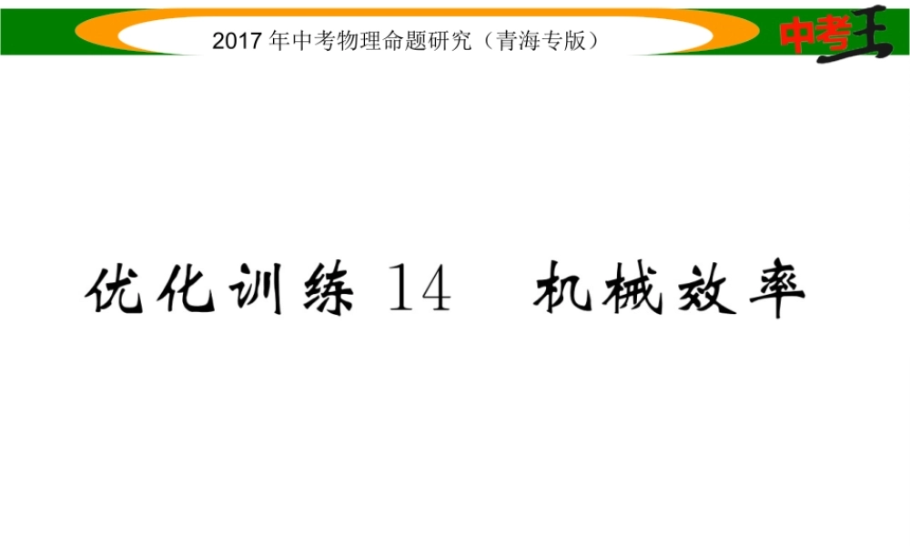 （青海专版）中考物理命题研究 第一编 教材知识梳理篇 第14讲 机械效率 优化训练14 机械效率课件-人教版初中九年级全册物理课件