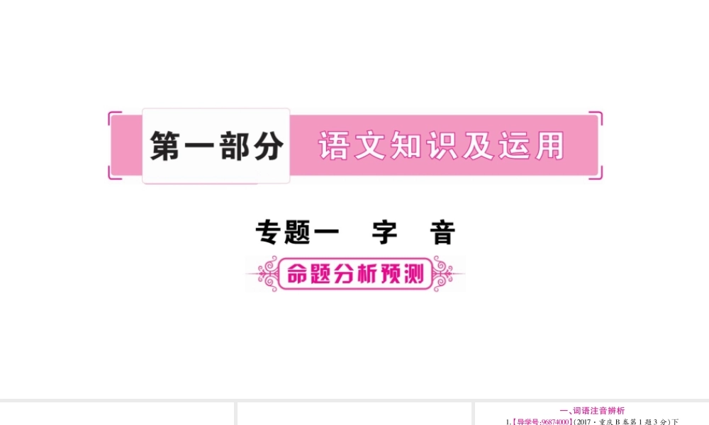 （重庆专版）中考语文总复习 第1部分 语文知识及应用 专题1 字音课件-人教版初中九年级全册语文课件