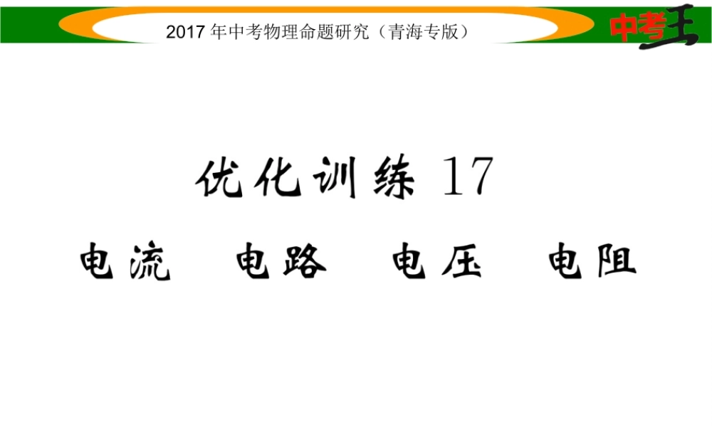 （青海专版）中考物理命题研究 第一编 教材知识梳理篇 第17讲 电流 电路 电压 电阻 优化训练17 电流 电路 电压 电阻课件-人教版初中九年级全册物理课件